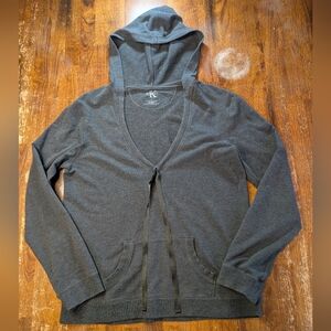 Calvin Klein Gray Pullover Hoodie V-neckline Women's Size Large Long Sleeve Used